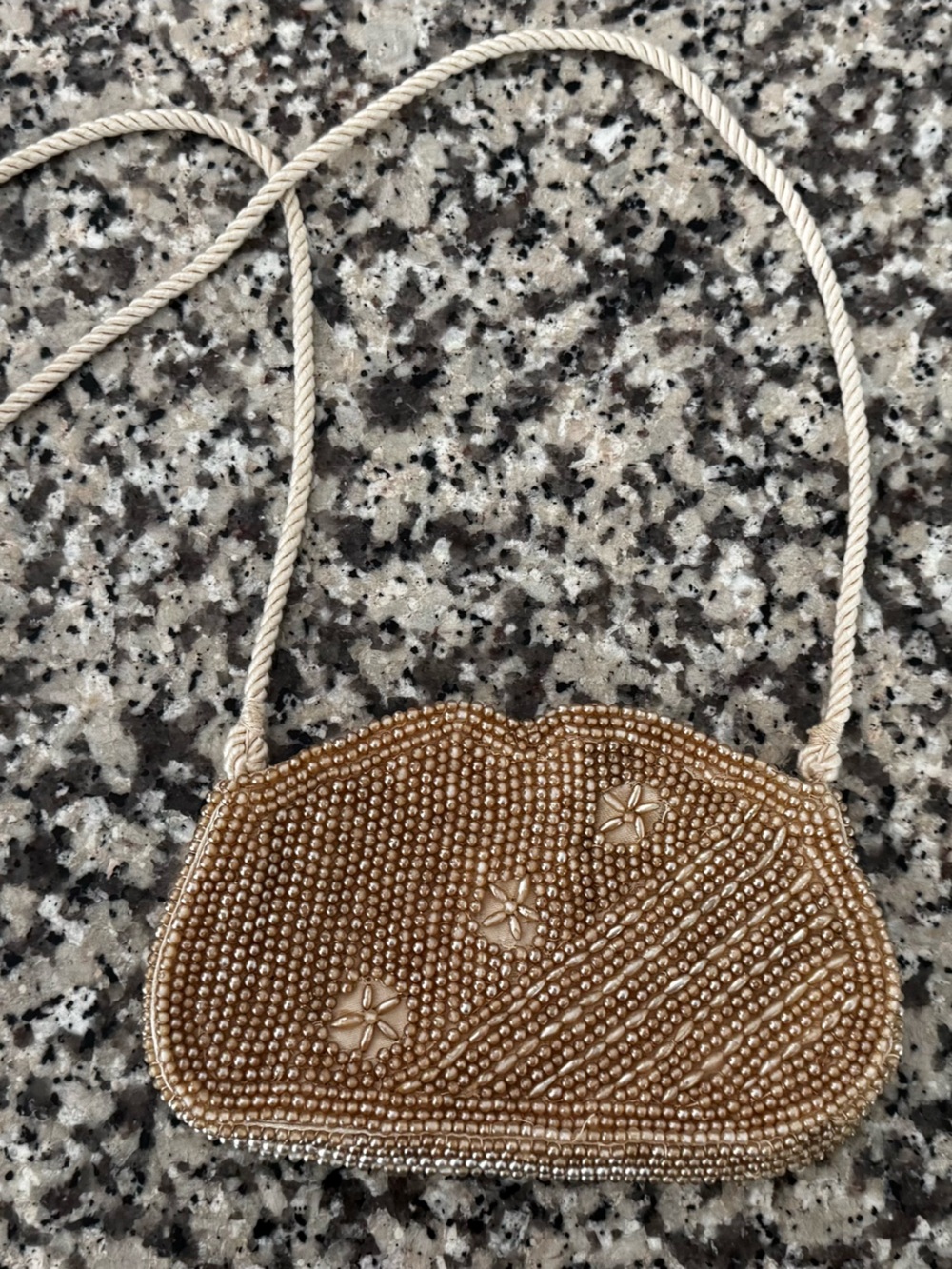 Nobility Beaded Evening Crossbody Bag in Gold